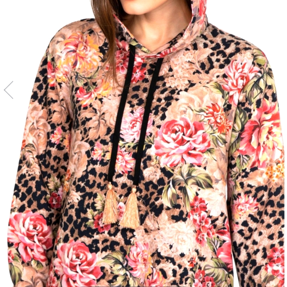 Johnny Was vintage rose sweatshirt, size L